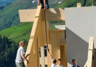 Jägerstüble Damüls - mitte Juni 2012 wurde der Dachstuhl aufgerichtet